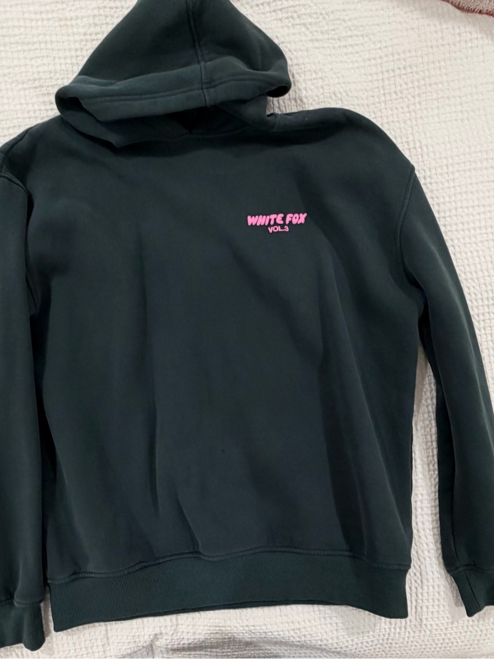 White Fox Boutique Pine Green Hoodie with Pink Logo